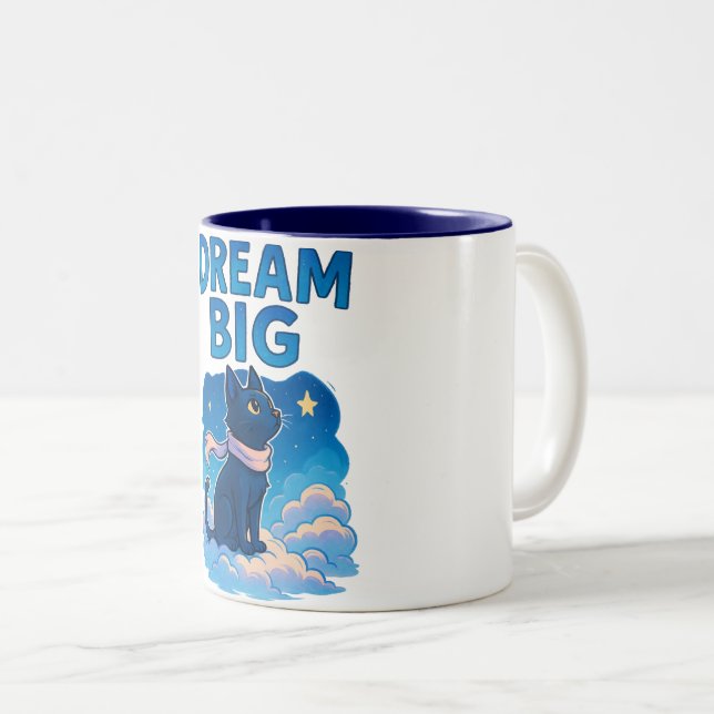 Caneca De Café Em Dois Tons Cute Motivational Cat Art (Frente Esquerda)