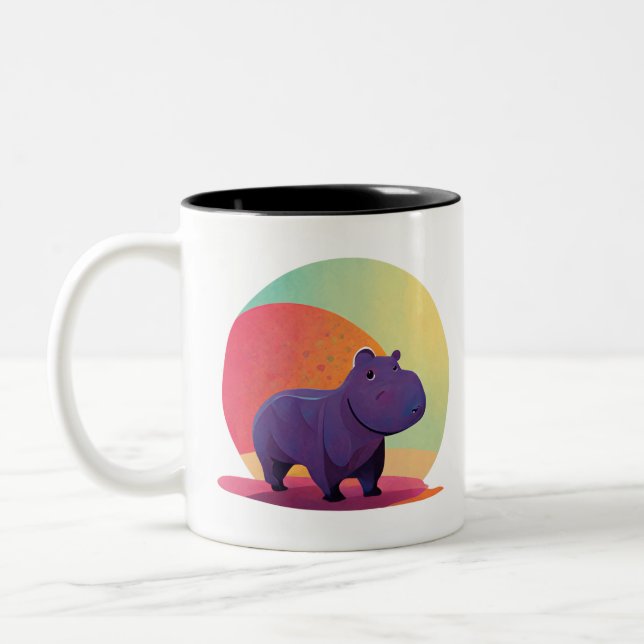 Caneca De Café Em Dois Tons Cute painted hippo (Esquerda)