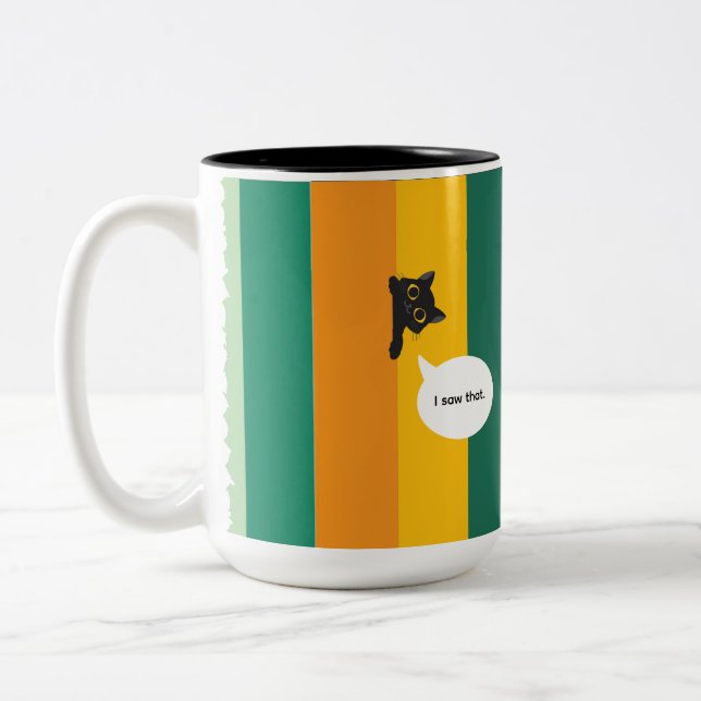 Caneca De Café Em Dois Tons Cute Peeking Cat Funny Cat Lover Gift (Esquerda)
