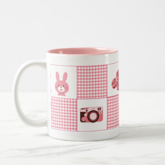 Caneca De Café Em Dois Tons Cute Pink Feminine Coffee Cup (Esquerda)
