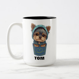 Caneca De Café Em Dois Tons Cute Puppy in a Pocket Two-Tone Coffee Mug