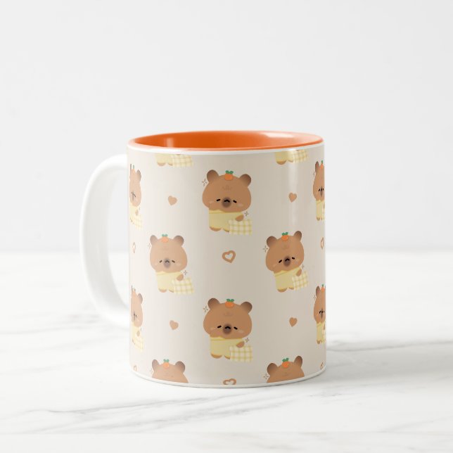 Caneca De Café Em Dois Tons Cute Sleepy Capybara (Frente Esquerda)