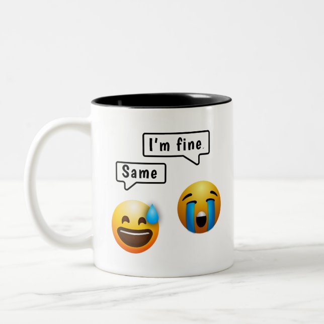 Caneca De Café Em Dois Tons Cute Smiley Face Emoji Mug (Esquerda)