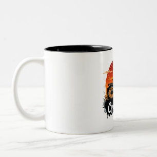 Caneca De Café Em Dois Tons Cycologist Bike Adventure: Teto Gráfico Sunset
