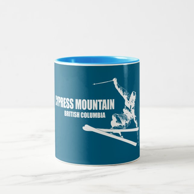Caneca De Café Em Dois Tons Cypress Mountain British Columbia Skier (Centro)