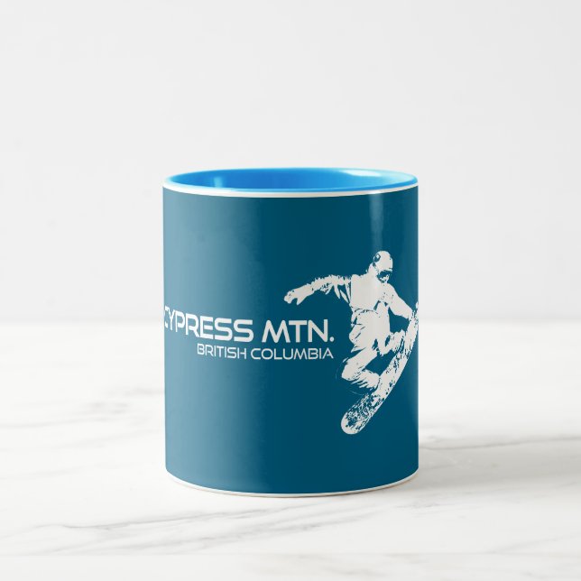 Caneca De Café Em Dois Tons Cypress Mountain British Columbia Snowboarder (Centro)