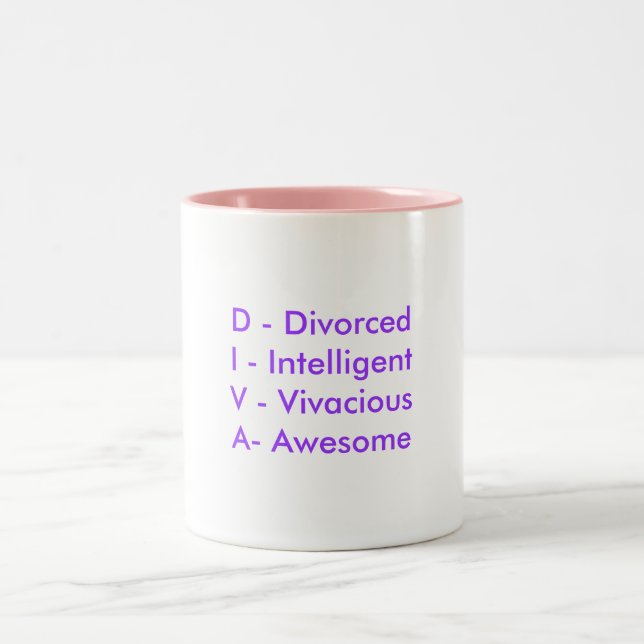 Caneca De Café Em Dois Tons D - DivorcedI - IntelligentV - VivaciousA- (Centro)