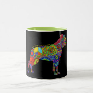 Caneca De Café Em Dois Tons Da "caneca do pop art do amor paz & dos buldogues