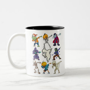 Caneca De Café Em Dois Tons Dabbing Halloween Boys Skeleton Zombie Scary Pumpk