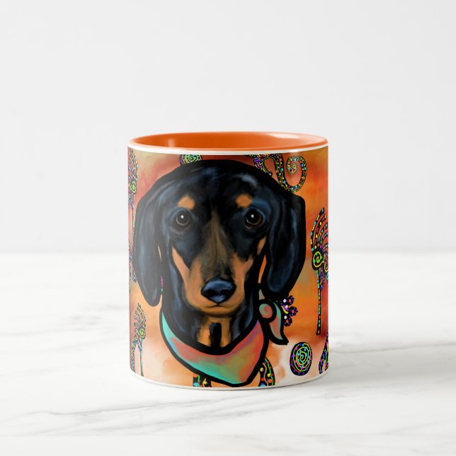 CANECA DE CAFÉ EM DOIS TONS DACHSHUND ARTE SUDOESTE (Centro)