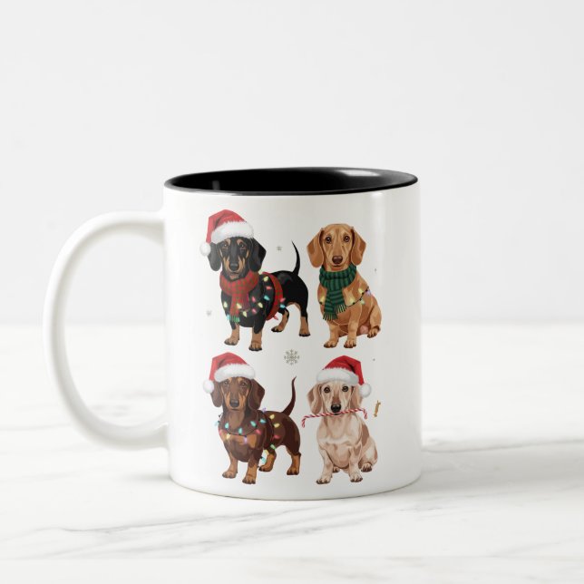 Caneca De Café Em Dois Tons Dachshund Christmas Dog Mãe Lover Xmas Gift (Esquerda)