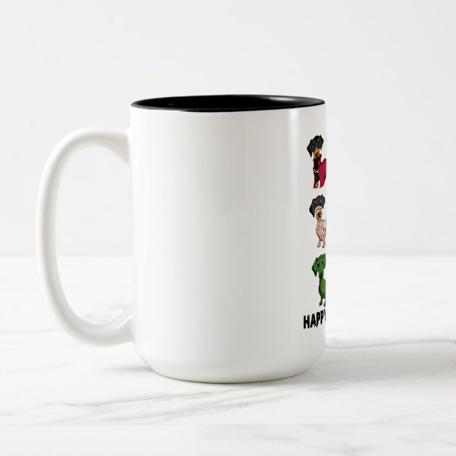 Caneca De Café Em Dois Tons Dachshund Happy Halloweiner Engraçado Cachorro Hal (Esquerda)