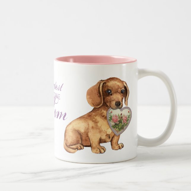 Caneca De Café Em Dois Tons Dachshund Heart Mãe (Direita)