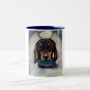 Caneca De Café Em Dois Tons Dachshund preto e castanho