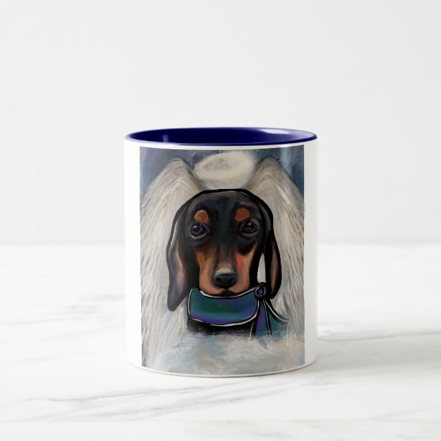 Caneca De Café Em Dois Tons Dachshund preto e castanho (Centro)