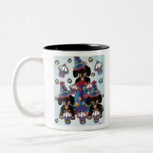 Caneca De Café Em Dois Tons Dachshunds Preto e Marrom