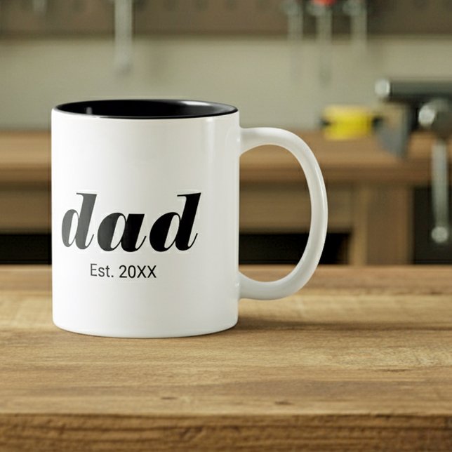 Caneca De Café Em Dois Tons Dad Established New Dad Gift (Criador carregado)