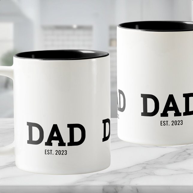Caneca De Café Em Dois Tons Dad Established New Dad Gift (Criador carregado)
