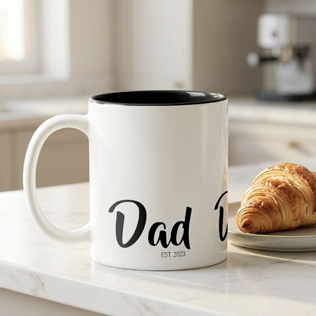 Caneca De Café Em Dois Tons Dad Established New Dad Gift (Dad Established New Dad Gift Two-Tone Coffee Mug)