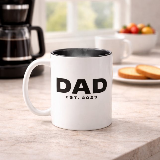 Caneca De Café Em Dois Tons Dad Established New Dad Gift Mug (Criador carregado)