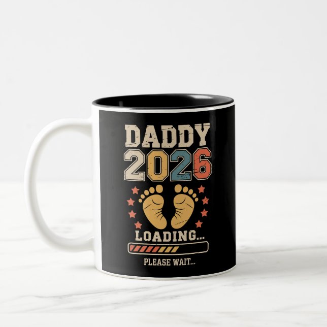 Caneca De Café Em Dois Tons Daddy 2026 Loading Baby Announcement Expecting Dad (Esquerda)