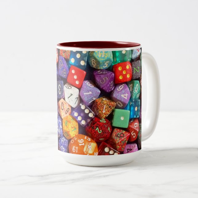 Caneca De Café Em Dois Tons dados multicolorido (Frente Esquerda)