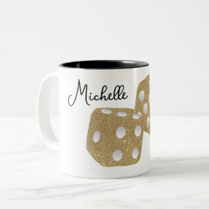 Caneca De Café Em Dois Tons Dados Personalizados com Brilho Dourado