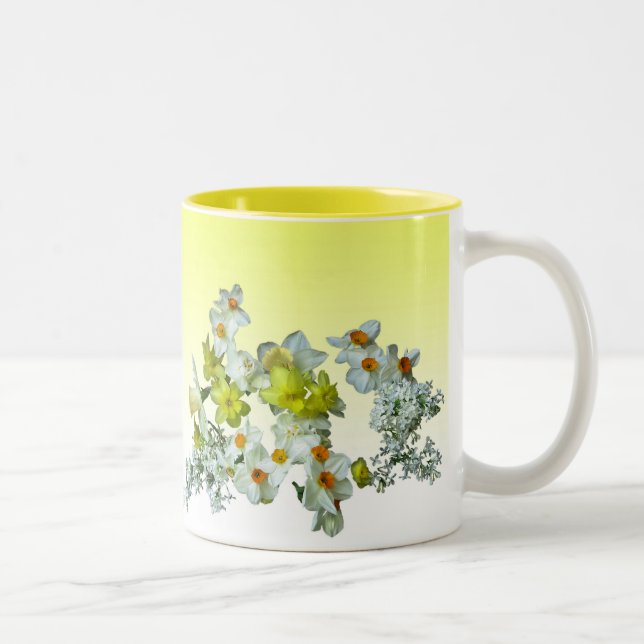 Caneca De Café Em Dois Tons Daffodils e Lilacs (Direita)