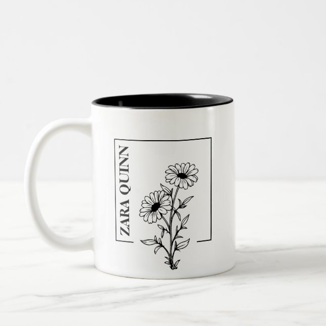 Caneca De Café Em Dois Tons Daisies personalizadas e flores silvestres (Esquerda)