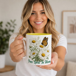 Caneca De Café Em Dois Tons Daisy & Butterfly Bloom