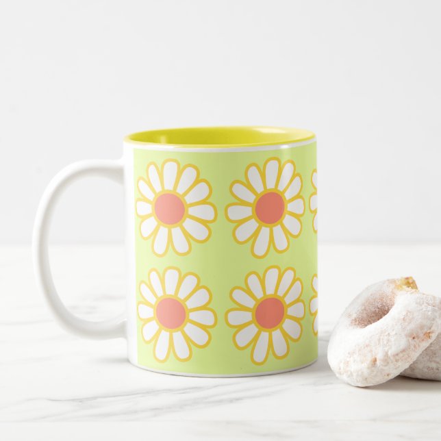 Caneca De Café Em Dois Tons Daisy Simple Green (Com Donut)