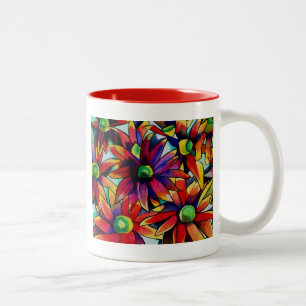 Caneca De Café Em Dois Tons Daisy Straw, flores silvestres multicoloridas