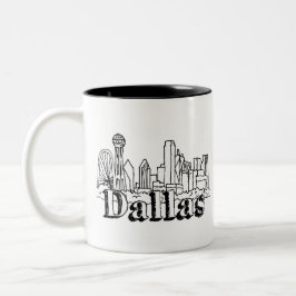 Caneca De Café Em Dois Tons Dallas Skyline Art Design Dallas Skyline Design