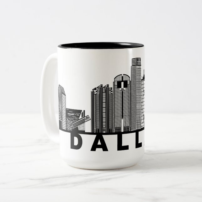 Caneca De Café Em Dois Tons Dallas Skyline Silhouette  (Frente Esquerda)