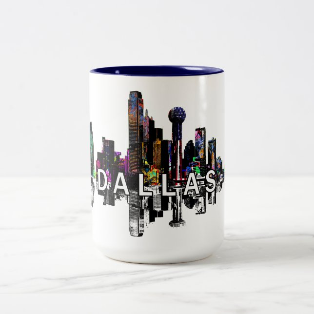 Caneca De Café Em Dois Tons Dallas, Texas em grafite (Centro)