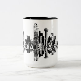 Caneca De Café Em Dois Tons Dallas, Texas skyline em preto