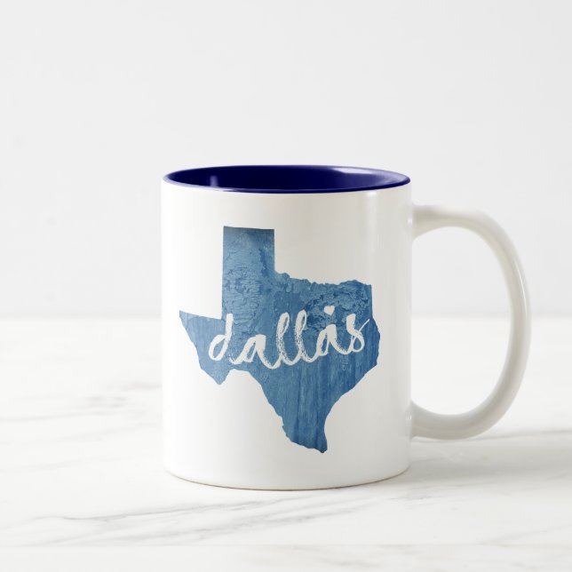 Caneca De Café Em Dois Tons Dallas, Texas Wood Grain (Direita)