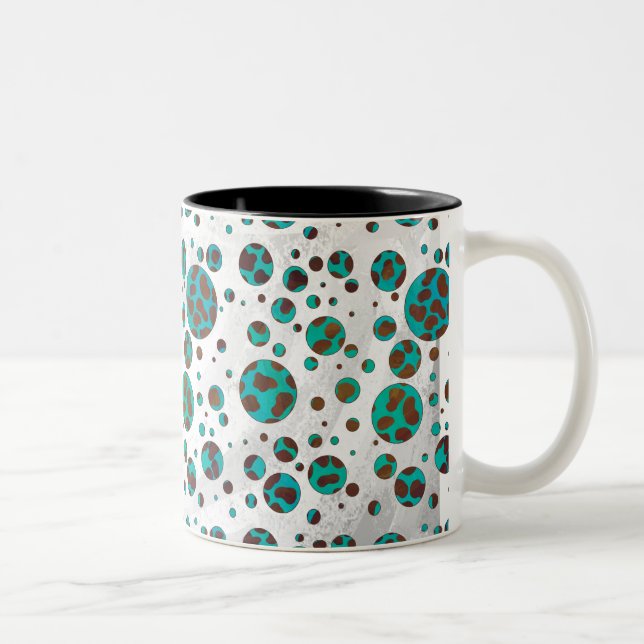 Caneca De Café Em Dois Tons Dalmaciano Brown e Teal Impressão (Direita)