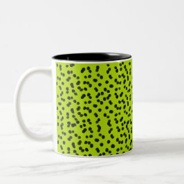 Caneca De Café Em Dois Tons Dálmata Verde Brilhante Legal Manchas Pretas Pinta