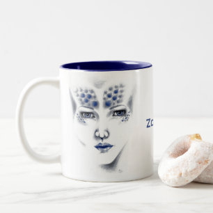 Caneca De Café Em Dois Tons Dama Alien do Miss Universo Arte de Ficção Científ