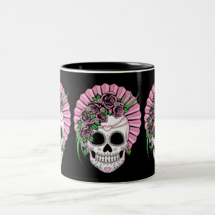 Caneca De Café Em Dois Tons Dama Caveira Açucarada