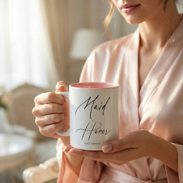 Caneca De Café Em Dois Tons Dama de Honra Chic Script