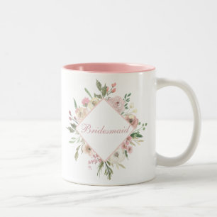 Caneca De Café Em Dois Tons Dama de honra floral cor-de-rosa bonita