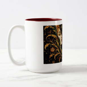 Caneca De Café Em Dois Tons Dama Dragão - Mulher de Fantasia Persa com Dragão
