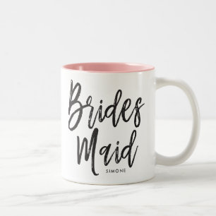 Caneca De Café Em Dois Tons Damas de honra   Casamento Personalizado do Estilo