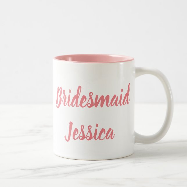 Caneca De Café Em Dois Tons Damas de honra presentes roteiro elegante rosa cas (Direita)