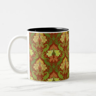 Caneca De Café Em Dois Tons Damasco floral elegante