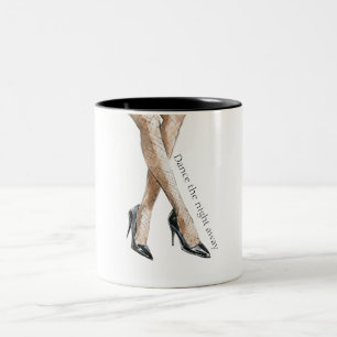 Caneca De Café Em Dois Tons Dança a Noite Inteira Pernas Saltos Altos