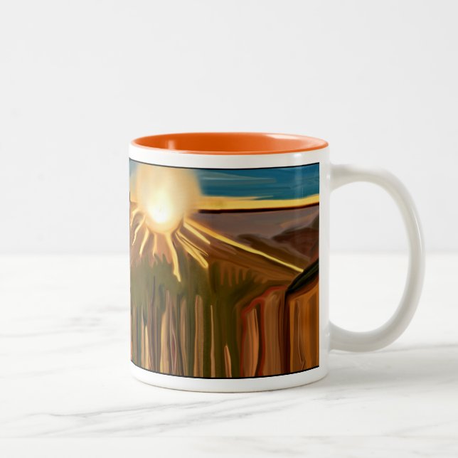 Caneca De Café Em Dois Tons Dança da Arte Abstrato dos Cactos (Direita)