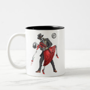 Caneca De Café Em Dois Tons Dança de esqueletos góticos